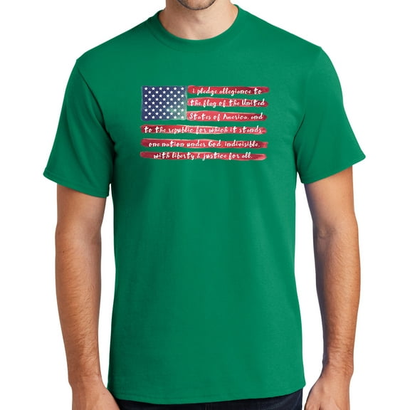 Mens USA Pledge of Allegiance Cotton Tee Shirt, 4XL Kelly Green (TALL SIZE)