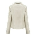 thumbnail image 4 of Htigea Faux Leather Biker Coat for Women Zip Up Lapel Motorcycle Jackets Y2k Tops Trendy Streetwear Outwear Beige XXXL, 4 of 5