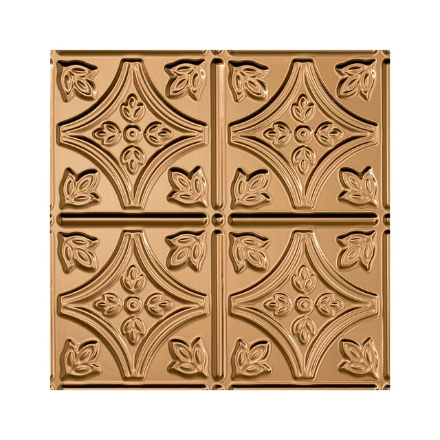 Fasade Easy Installation Traditional 1 Polished Copper Glue Up Ceiling Tile/ Ceiling Panel (12" X 12" Sample)