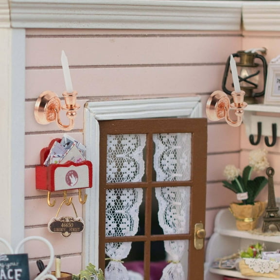 PTOOTP Mini Decor Doll House Mini Wall Decorations Golden 1 Pair