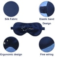 thumbnail image 3 of Máscara de ojos de seda con doce constelaciones, tira de sujeción que se adapta a la forma del rostro, correa para una máscara para dormir suave y cómoda (azul marino), 3 of 5