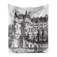 thumbnail image 1 of City Soft Flannel Fleece Blanket, Vintage Aged Drawing of Falkland Palace Scotland UK Nostalgic Times Print, Cozy Plush for Indoor and Outdoor Use, 70" x 90", Charcoal Grey and White, by Ambesonne, 1 of 6