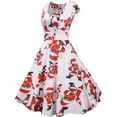 thumbnail image 4 of Vestido de Navidad para mujer, estilo vintage, manga corta, estilo años 50, estilo retro, para cóctel, escote en V, falda plisada, vestido de fiesta, elegante, estilo festivo, estilo, 4 of 4