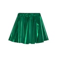 thumbnail image 6 of Xnihocha Ballet Dance Skater Skirt for Kids Girls Glossy Metallic High Waist Skorts Latin Jazz Dance Skirt Green XL, 6 of 7