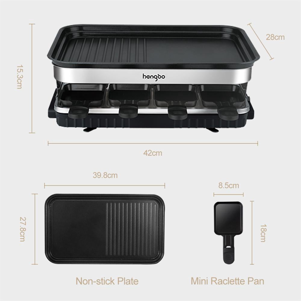 1500W Electric Grill, Adjustable Temp Control up to 460°F, Fast Heating Party Grill for 8 People, Oil Leak Prevention Design, Dishwasher Safe
