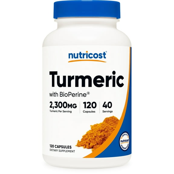 Nutricost Turmeric Capsules (95% Curcuminoids) Curcumin Supplement, 2300mg Per Serving, 120 Count