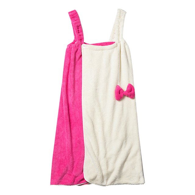 Falda de baño con parte superior de tubo y lazo de bloque de color doble, falda de baño con tirantes, vestido de toalla envolvente para baño/ducha para mujer Vhermosa CPB-US-DYP1469-4