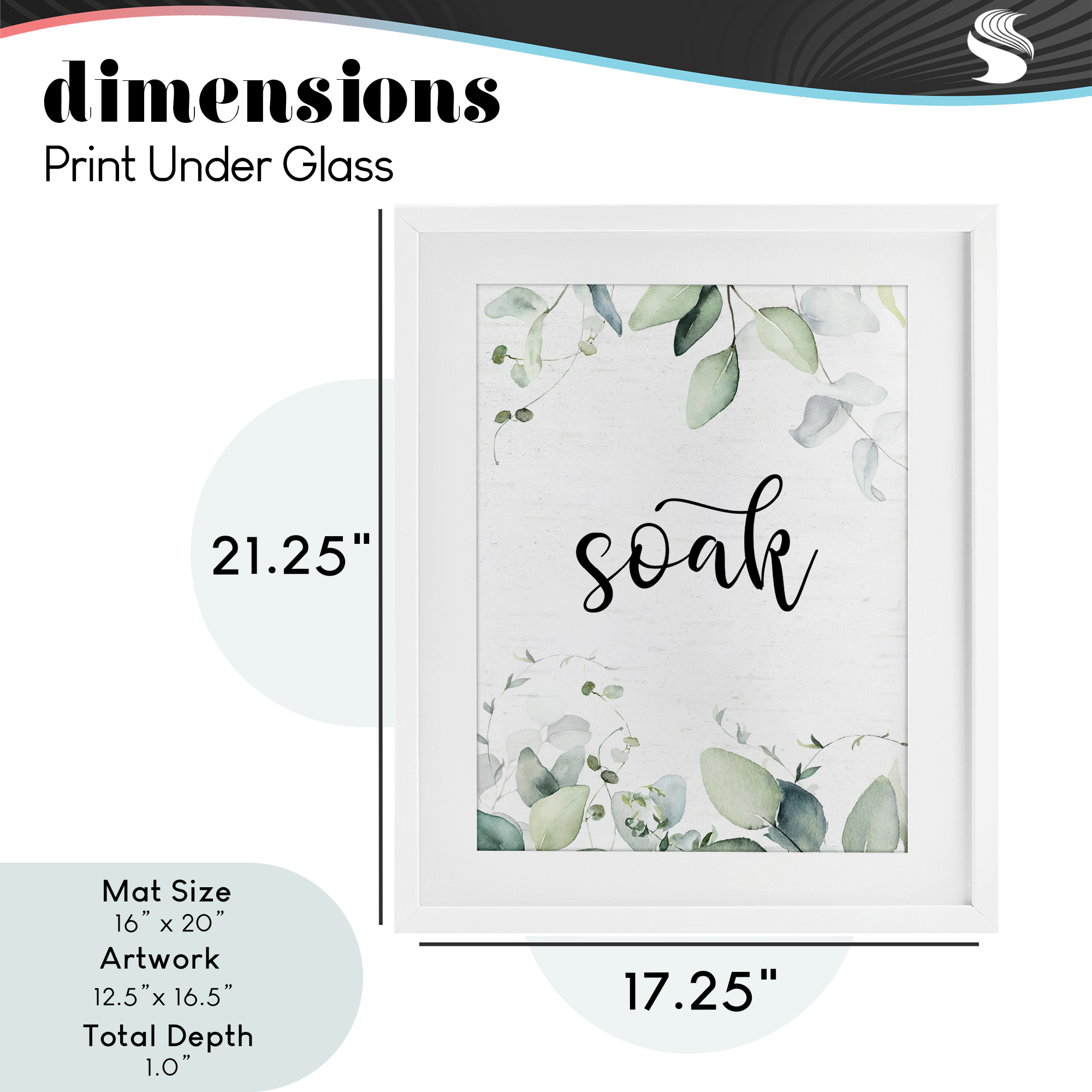 Soak Leafy Herbs White Framed Print Under Glass, design by Lettered and Lined