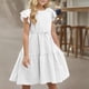 thumbnail image 5 of Odeerbi Niñas Verano Algodón Lino Vestido Ruffle Sleeve Tiered Tank Vestido Color Sólido Cuello Redondo Sin Mangas Vestido de Sol, 5 of 9