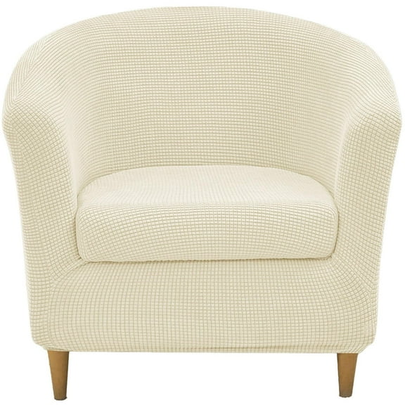 BH-JJSMGS Stretch Club Chair Slipcover, 2 Piece Barrel Chair Cover Soft Checkered Armchair Covers Removable Furniture Protector Washable for Living Room Banquet-2 Piece