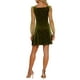 thumbnail image 3 of Vestido de terciopelo para mujer Inspire Chic con escote cuadrado, mangas de malla abullonadas, vestido de fiesta y baile de graduación XL verde oliva, 3 of 6