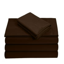 Split King 5-Piece Sheet Set, 400-TC Giza Cotton, 25 inch Deep Pockets - Chocolate
