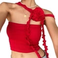 thumbnail image 1 of Camiseta Sin Mangas De Tirantes Y2K Bustier Irregular 3D Flower Crop Tube Top sin tirantes para mujer (Rojo L) Cgtredaw Para estrenar, 1 of 1