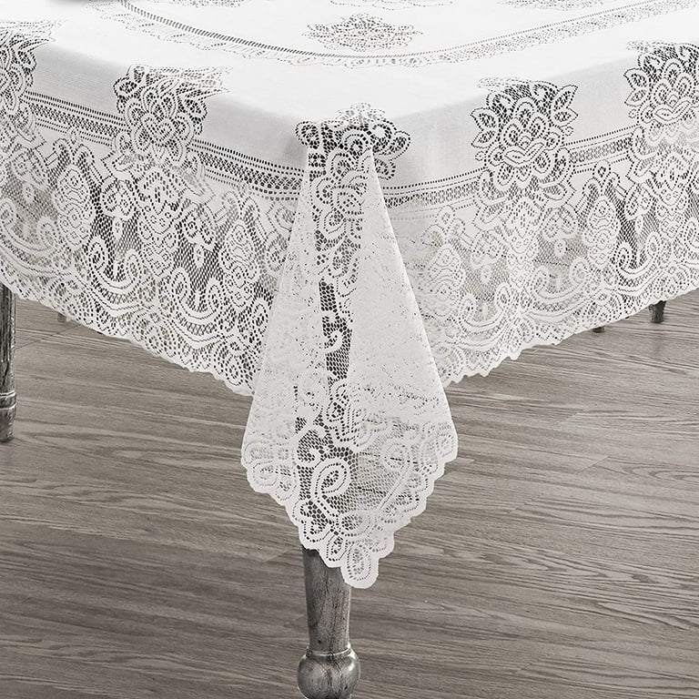 Victorian Rose Rectangle White Polyester Tablecloth Victorian Rose Rectangle White Polyester Tablecloth