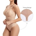 thumbnail image 5 of MANIFIQUE Women's Bra Free Bodysuits Tummy Control Shapewear Thong Body Shaper with Removable Pads, 5 of 7