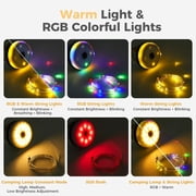 Rechargeable Camping String Lights 32.8ft Outdoor LED Lights with RGB & Warm White