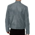 thumbnail image 4 of Pxiakgy winter coats for men Men's Autumn And Winter Stand Collar Leather Jacket Zip Leather Jacket Long Sleeve Jacket Grey + S, 4 of 5