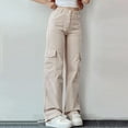 thumbnail image 4 of ZXLBBD Women's Elastic Waist Three Pocket Trousers Cargo Pants Casual Outdoor Comfort Daily Wear, 4 of 7