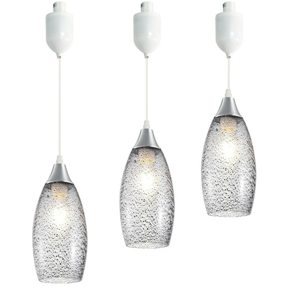 Kiven H-Type track lighting pendants Adjustable Height,Modern h track pendant lights with Glear Art Glass Lampsade,Decorative Track Lighting Fixture, 3-Light