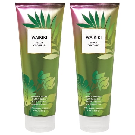 Bath & Body Works Waikiki Beach Coconut Moisturizing Body Cream, Pack of 2, 8 fl oz