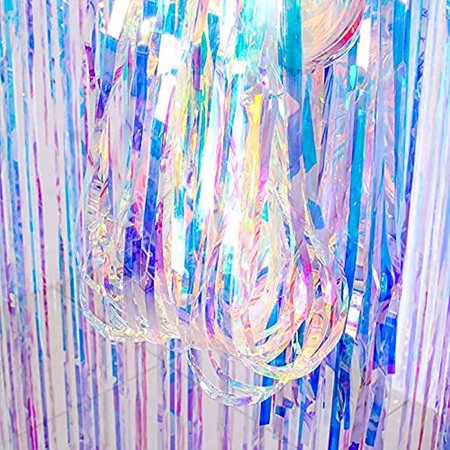 LILF 2 Packs 3 3ft x 8 3ft Gorgeous Iridescent Glitter Fringe Curtain for Wedding Birthday Party Bridal Baby Shower New Year Christmas Photo Booth Backdrop Decoration Gorgeous Iridescent