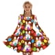thumbnail image 5 of Vestido de manga larga con cuello redondo para niñas, vestido elástico de manga larga, corte A, estilo patinador con volantes, vestido de recital escolar, vestido de manga larga con cuello redondo par, 5 of 6