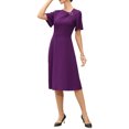 thumbnail image 4 of INSPIRE CHIC Work Dress for Women A-Line Short Sleeve Business Elegant Midi Dresses XL Purple, 4 of 5
