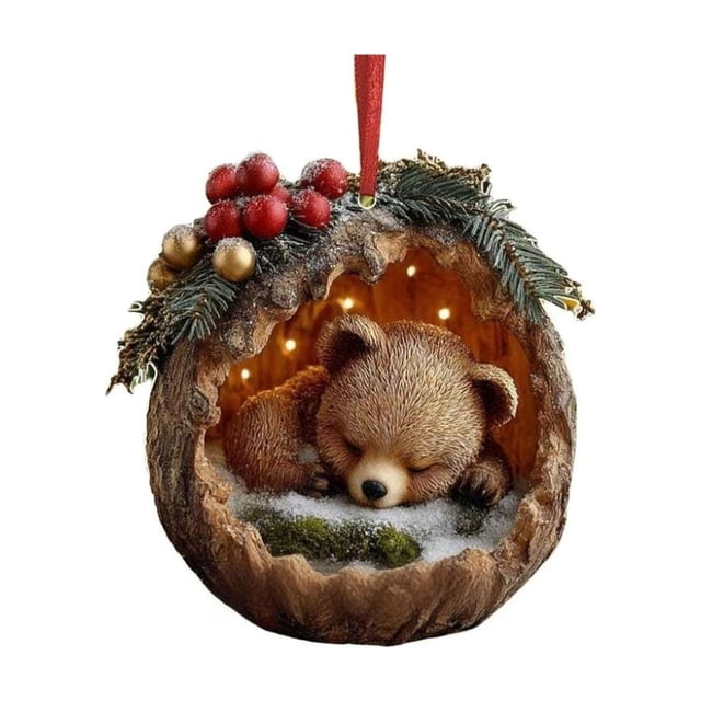 Forest Animals Christmas Ornaments Set, Acrylic Holiday Tree Decorations with Woodland Creatures, Festive Party Supplies for Home Christmas Decor, Xmas Gift