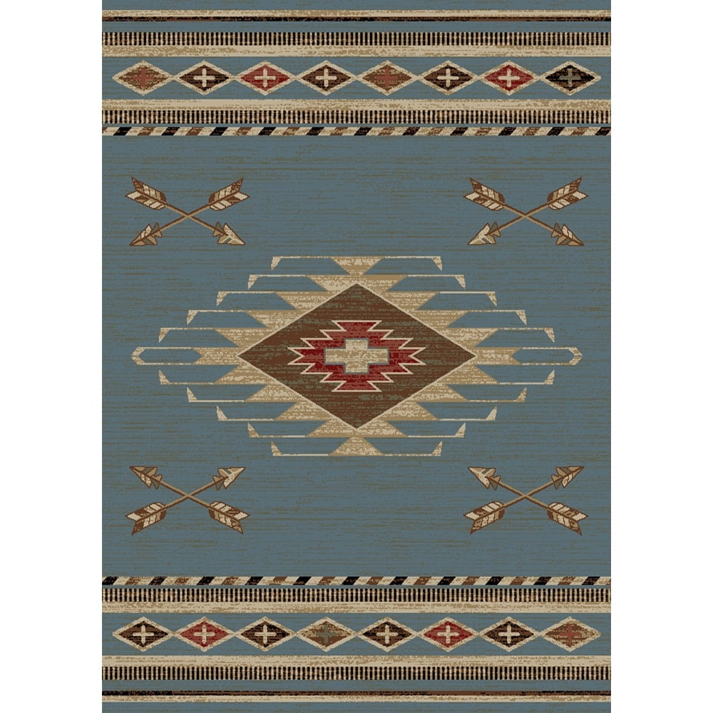 Mayberry Rugs American Destination Arrowhead Southwest Area Rug Blue 2'3" x 7'7" Runner Tribal 8