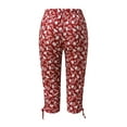 thumbnail image 6 of Odeerbi Beach Capris Pants for Women Casual Drawstring Printed Cropped Pants Summer Capris Red, 6 of 6