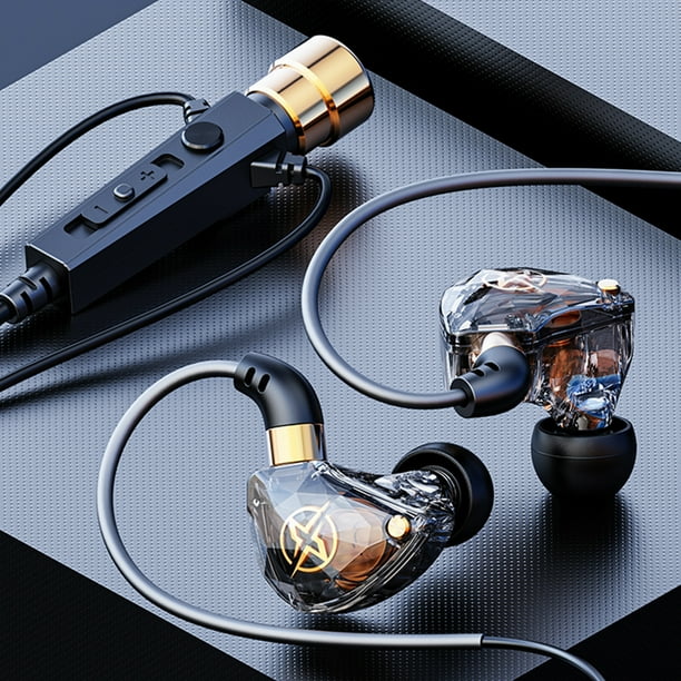Audífonos de bajo, auriculares de monitoreo dinámico, llamada HD de 3,5 mm para deportes, fitness, música