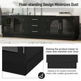 thumbnail image 3 of TV Stand for 75 Inch TV, Entertainment Center with Storage Cabinets and 3 Drawers, Media Console Cabinet with Adjustable Shelves and Glass Doors for Living Room, Black, 3 of 7