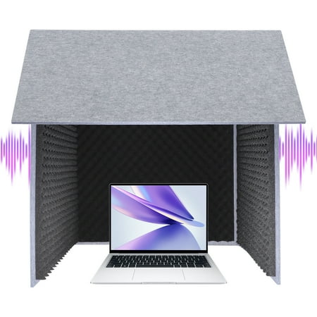 Desktop Noise Reduction Booth 80x80cm Soundproof Cover Black Acoustic Foam Panels 0.47 Thick Portable Sound Absorbing Foam for Studio Recording Voice Over