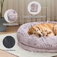 thumbnail image 2 of Dokdogs Human Dog Bed – 71"x45"x12" Washable Faux Fur Lounger for Adults & Pets, Cushion with Orthopedic Support, Includes Pillow & Blanket – RustWhite, 2 of 3