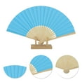 thumbnail image 3 of Unique Bargains 1 Pc Portable DIY 7-Inch Blank Folding Fan for Masquerade Bamboom Paper Blue, 3 of 5