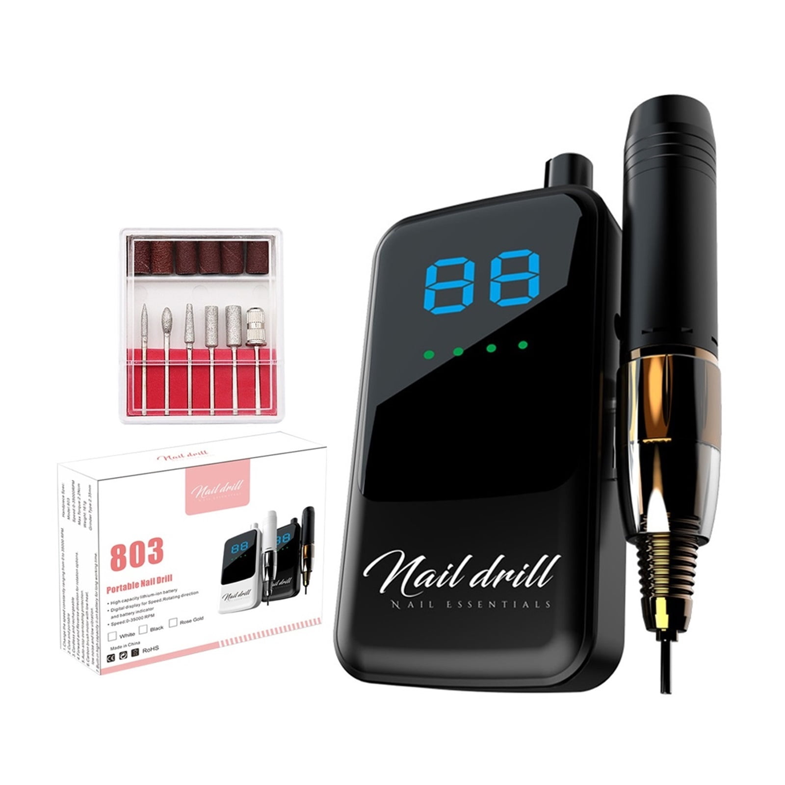 35000 RPM Nail Drill Machine, Rechargable Electric Nail Polisher, Portable LCD Display Nail Sander Professional Manicure Machin ,Low Noise
