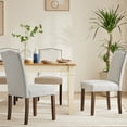 thumbnail image 3 of CONCETTA 2 Nailhead Trim Parsons Chairs, Wood Legs, Linen Upholstery, Elegant Chair Set, Gray, 3 of 7