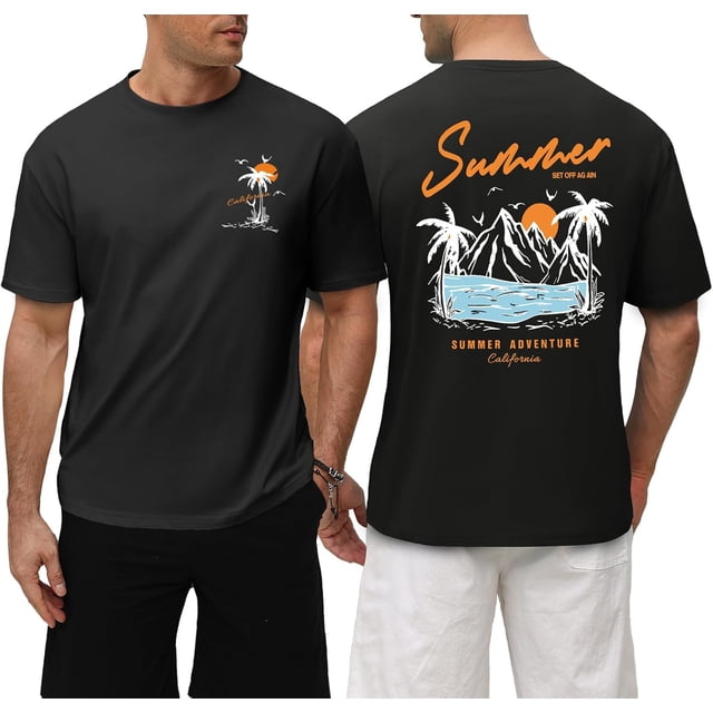 Camiseta de manga corta de verano para hombre 100% algodón gráfico suelto