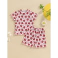 thumbnail image 2 of Bagilaanoe 2pcs Toddler Baby Girl Shorts Set Short Sleeve Print T Shirt Tops + Shorts 12M 18M 24M 3T 4T 5T Kids Casual Summer Clothes, 2 of 7