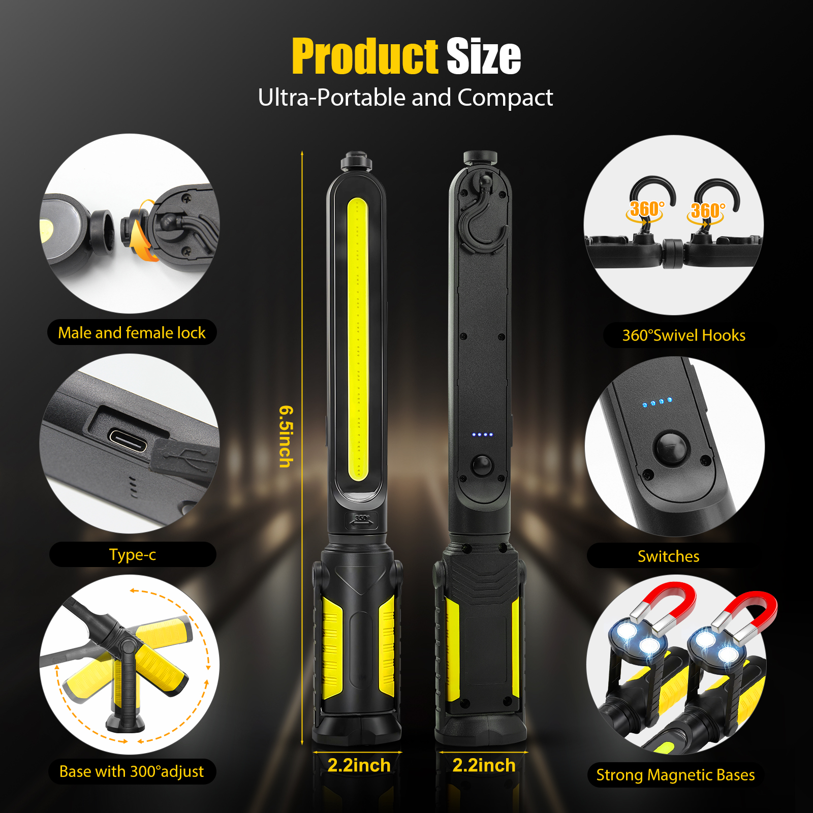 SYLMAX 2-in-1 Underhood Work Light, 2400LM Rechargeable photo 2