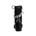 thumbnail image 2 of BLISSFUL STEP Women's Platform Chain Block Heel Combat Ankle Boots Black 7, 2 of 8