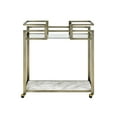thumbnail image 5 of LiviNest 2-Tier Serving Cart: Mobile Bar Cart with Tempered Glass & Faux Marble Top - Brass Finish Metal Frame & Locking Wheels for Living Room Kitchen & Home Bar, 5 of 6