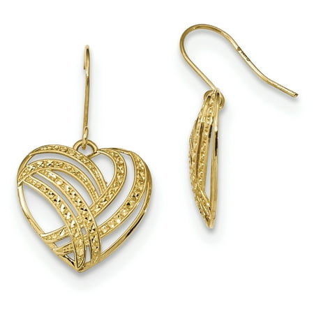 Heart Chandelier Earrings 14k Yellow Gold Drop Dangle Chandelier Heart Shepherd Hook Earrings Love Gifts For Women For Her ()