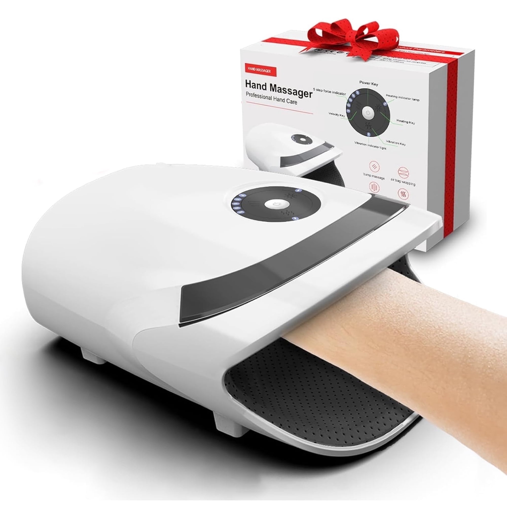Hand Massager with Compression & Heating, Electric Hand Massager for Carpal Tunnel, Birthday Gifts for Women Men Mom Dad Boyfriend Grilfrend (White)