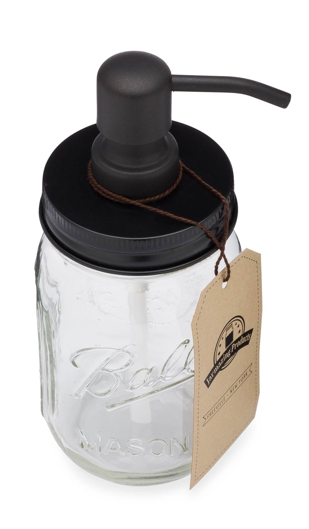 Jarmazing Products Mason Jar Soap Dispenser - Black - With 16 Ounce Ball Mason Jar - Made from Rust Proof Stainless Steel