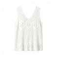 thumbnail image 5 of Wutalume Crochet Tank Tops for Women - V Neck Sleeveless Hollow Out Knit Loose Fit Boho Blouse for Summer Beach Vacation Casual Outfits and Cover Ups,White One Size, 5 of 6