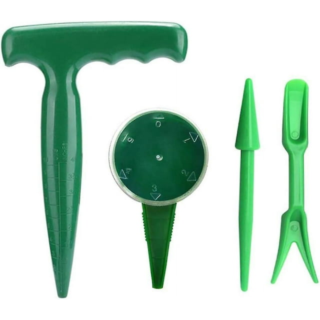 4 Pack Distributeur de Graines Réglable à Main, Poinçon à Trou pour Semis Dibber et Widger Ensembles d'Outils de Jardinage à Main_haute Qualité
