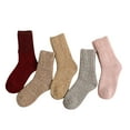thumbnail image 2 of Summer Saving Clearance AXXD Wool Socks For Women,5pairs Warm Winter Socks Patchwork Solid Thick Knit Cozy Socks, 2 of 8