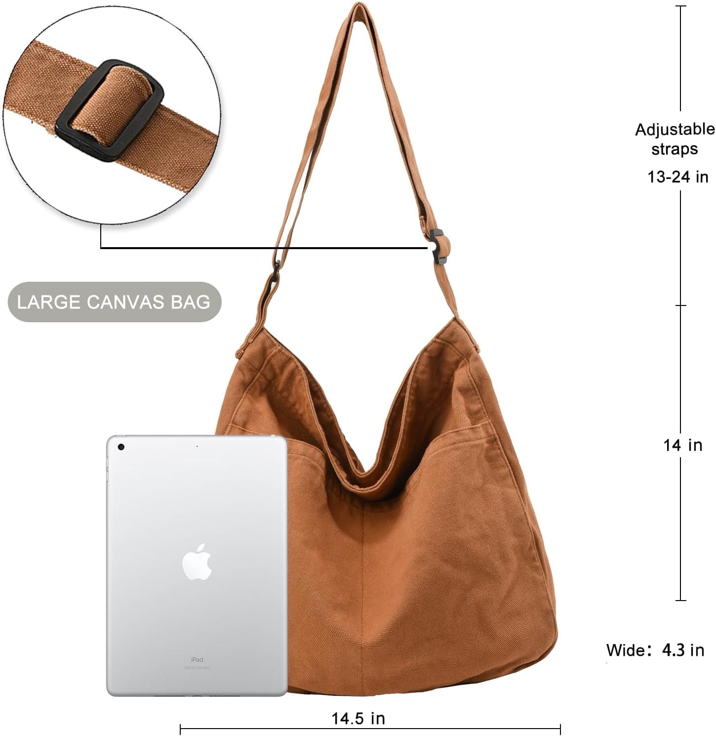 JennyShop Large Capacity Canvas Tote Bag, Fashion Purse Messenger Bag , Casual Hobo Crossbody Shoulder Bag for Travel Work