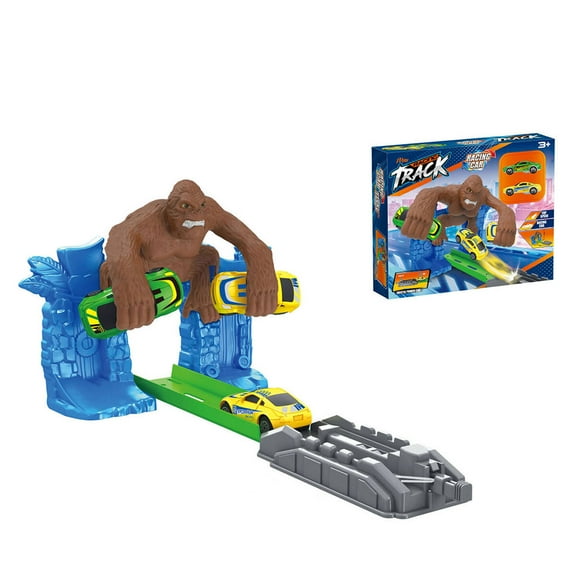 Pista de Juguete Infantil de Carreras con Obstáculo de Gorila y Vehículos de Juguete